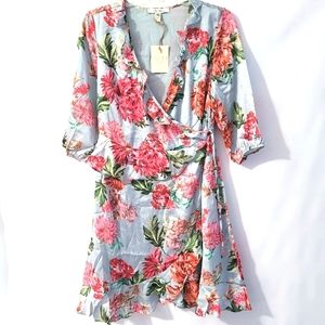 Ella Moon Floral Ruffle Wrap Dress M L